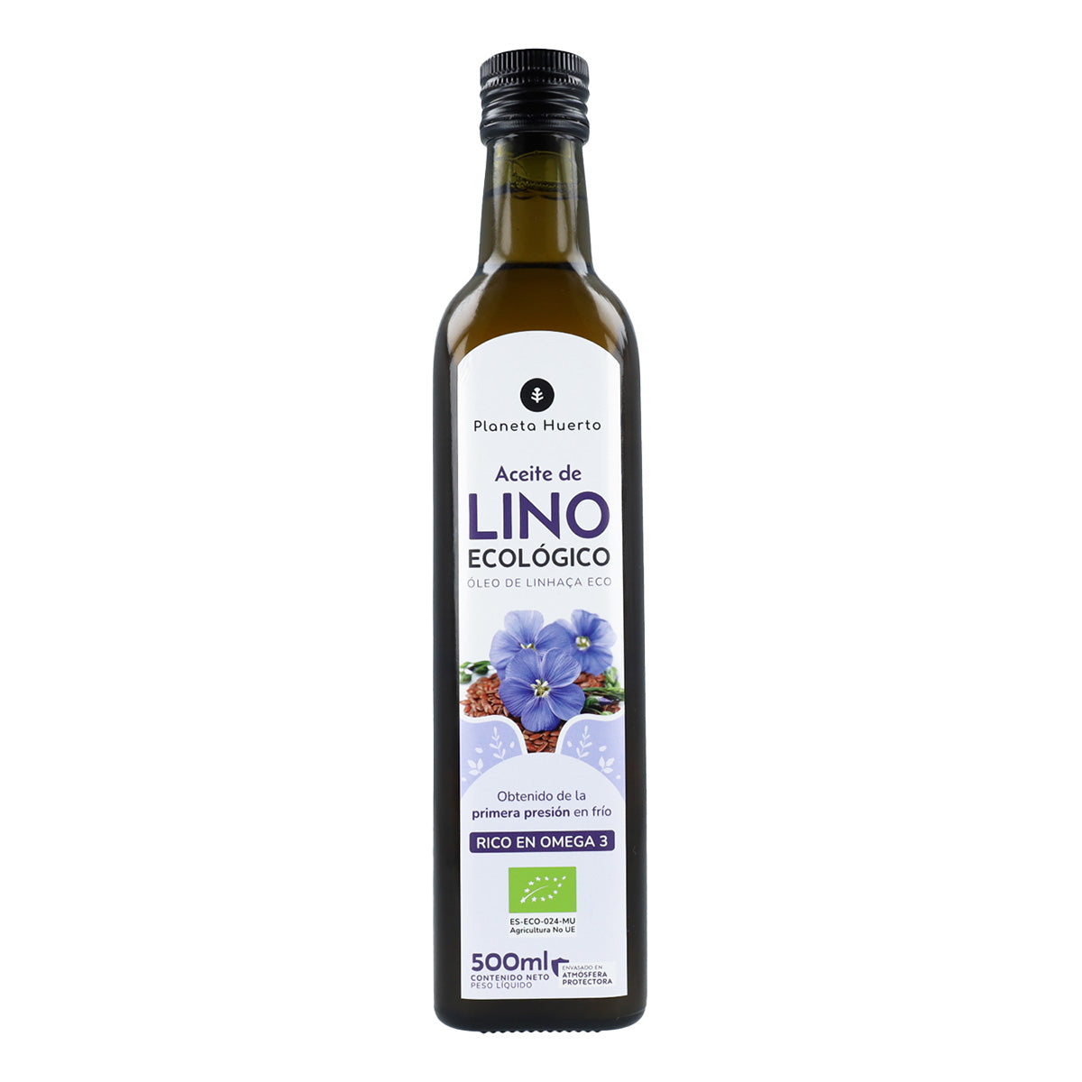 Pack of 3 ECO Planeta Huerto Cold-Pressed Flaxseed Oil 500 ml