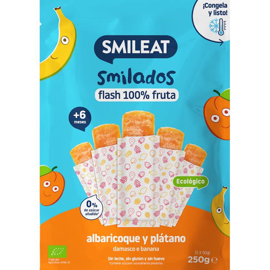 SMILADO organic apricot and banana, 100% fruit flash ice cream for children SMILEAT