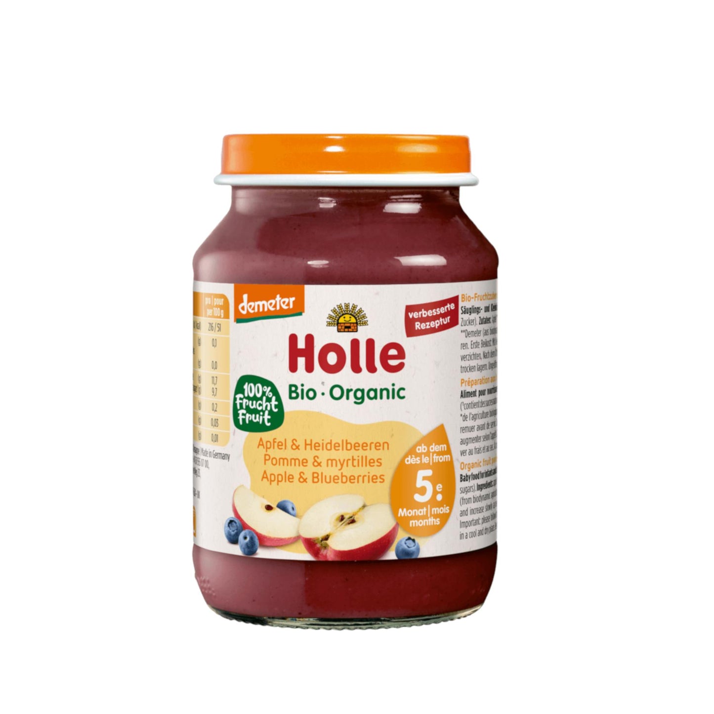Petit pot pomme et myrtille (à partir de 4 mois) Eco/Dem Holle 190 g