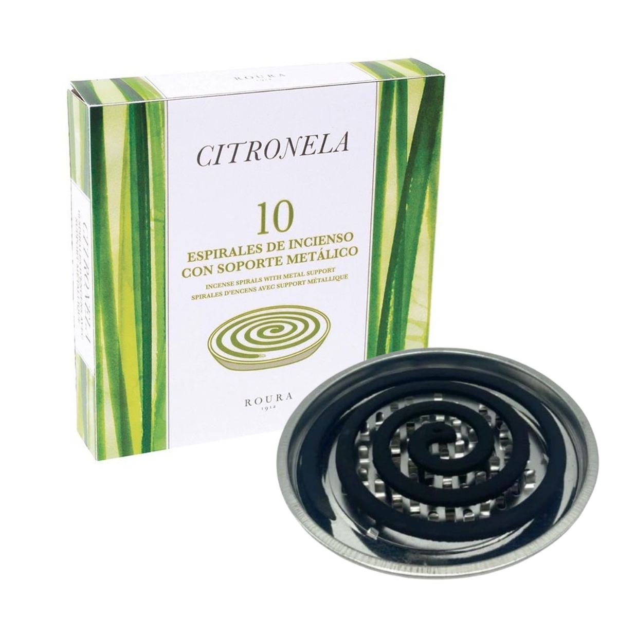Citronella mosquito coil with metal holder 10 units Roura