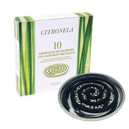 Citronella mosquito coil with metal holder 10 units Roura