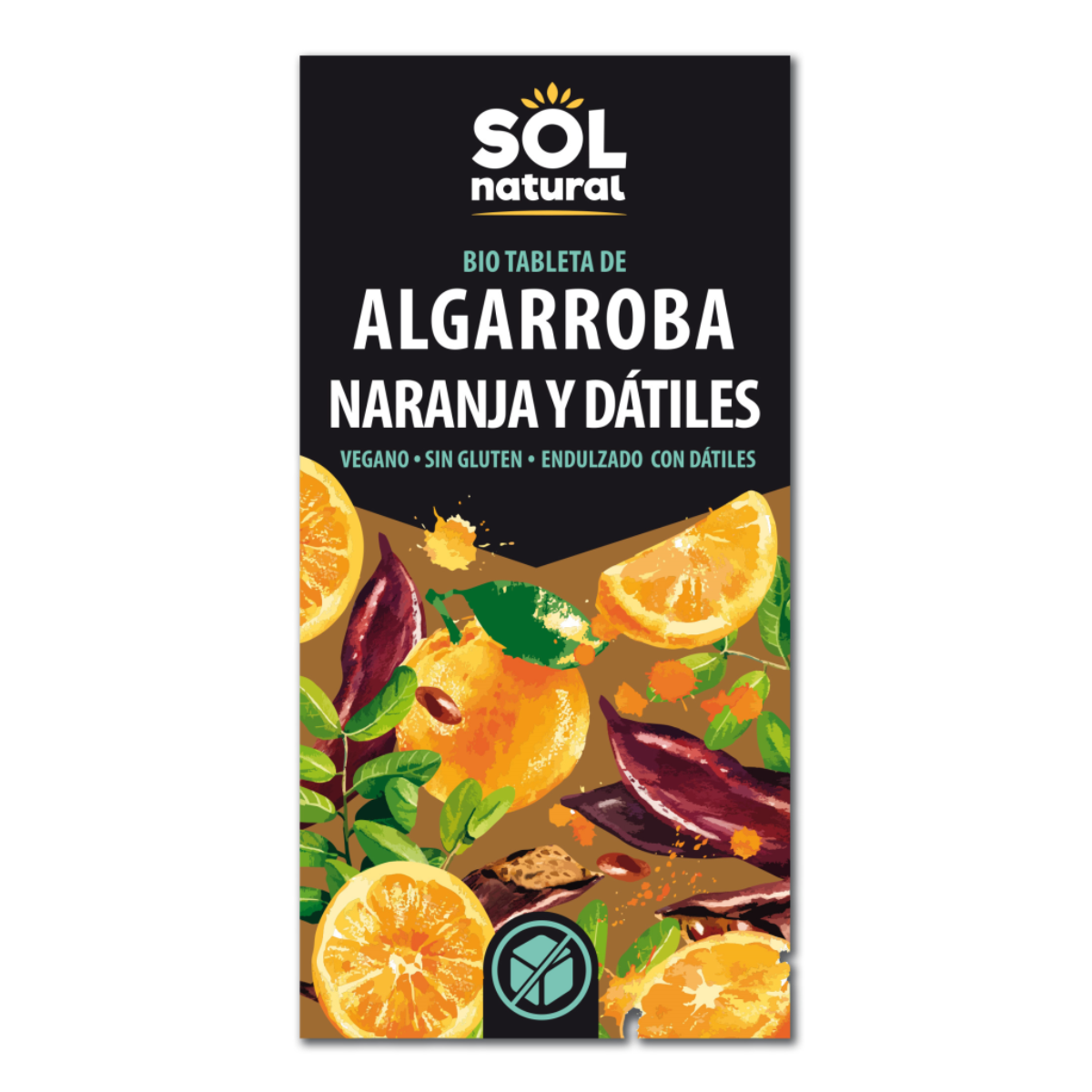 Veganistische chocolade van johannesbrood met sinaasappel en dadels BIO Sol Natural 70 g