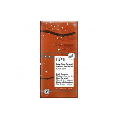 Pure chocolade 62% met karamel en fleur de sel uit Mallorca BIO Vivani 80 g