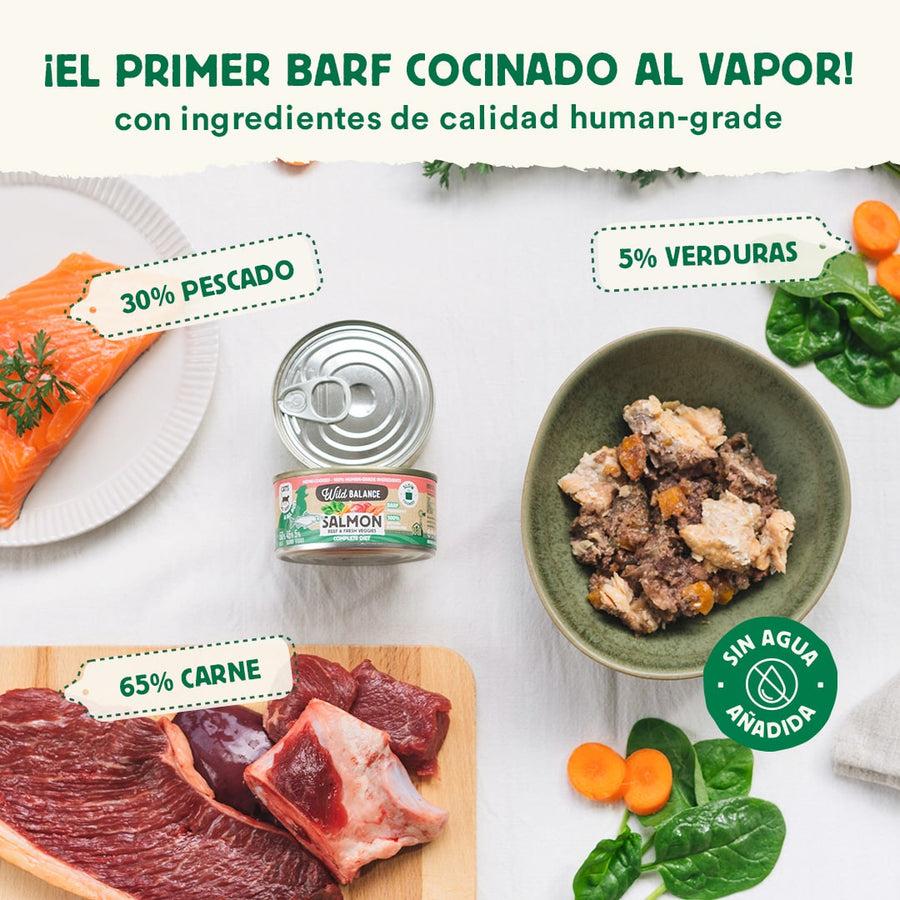 Dose BARF-Lachs und Rindfleisch für Katzen Wild Balance 120 g