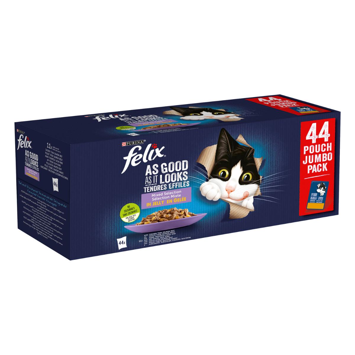 FELIX Fantastic Smakssortiment i gelé, blandat paket 44 x 85 g Katt