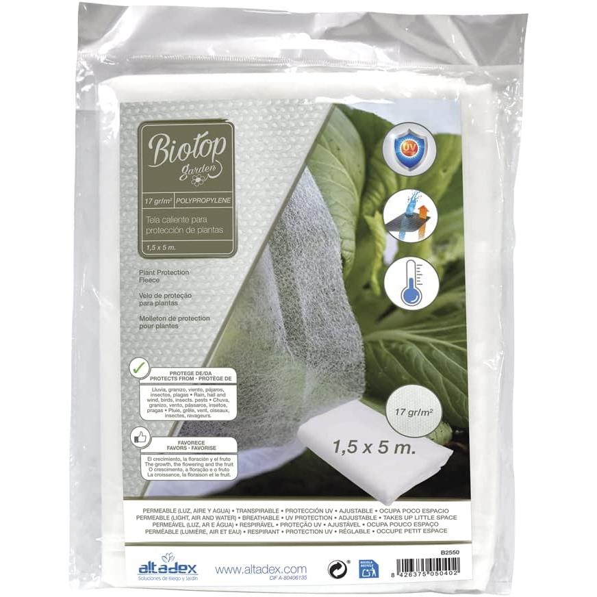 Tela protección de cultivos antiheladas Biotop 1.5 x 5 m 30 g/m²