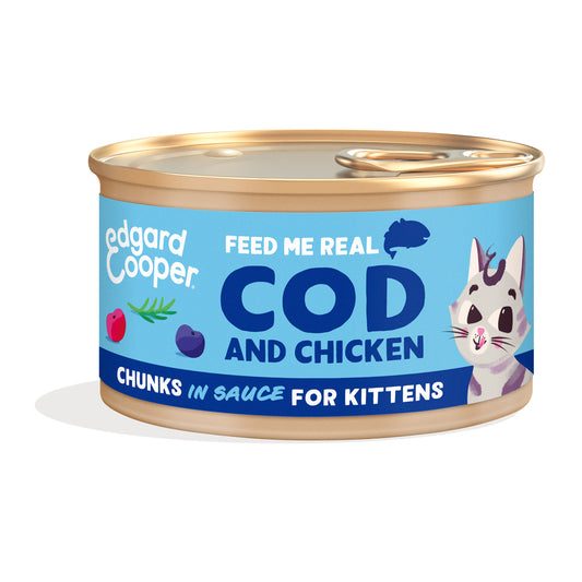 Edgard & Cooper wet cat food in sauce with cod and chicken pieces, 85 g