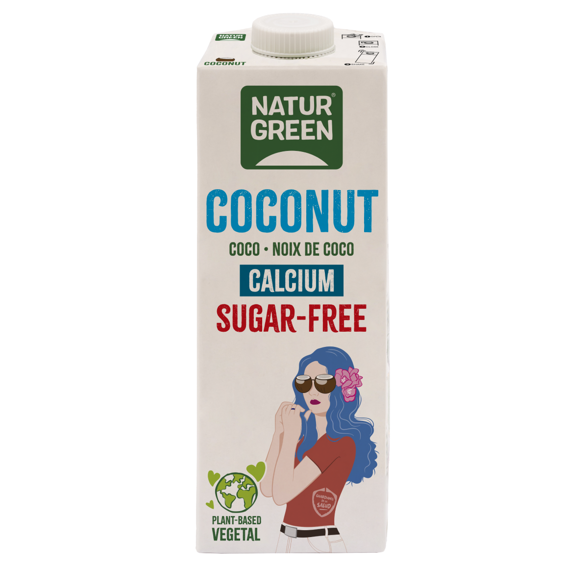 Pakket van 6 stuks NaturGreen suikervrije kokosdrank met calcium 1 liter