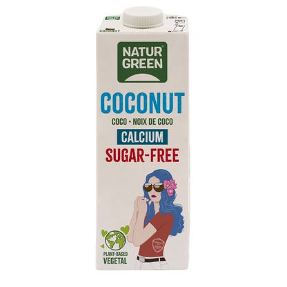 Pakket van 6 stuks NaturGreen suikervrije kokosdrank met calcium 1 liter