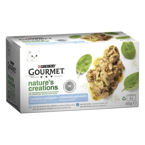 GOURMET Nature's Creations Mini filets riches en poisson de l'océan et thon 4 x 85 g