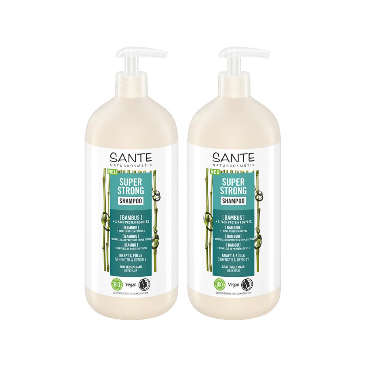 Pakket 2x Supersterke bamboeshampoo Sante 950 ml