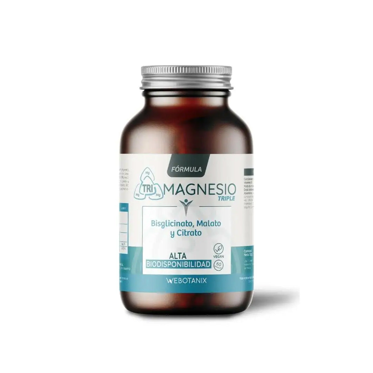 Tripla formula di magnesio (bisglicinato, malato e citrato) Vegan, WeBotanix, 60 capsule