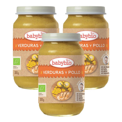 Pakket van 3 potjes Menu Tradición Kip 200 g Babybio