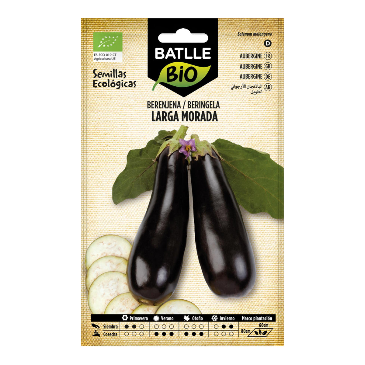 Ekologiska frön av lång lila aubergine Battle