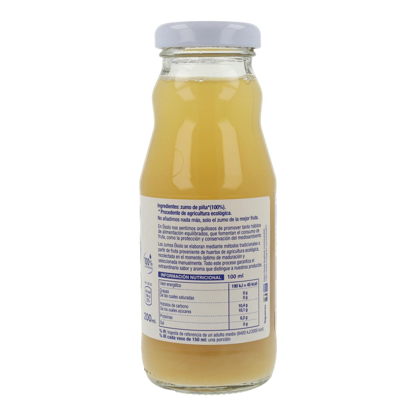 Zumo de Piña Bio 100% exprimido Ékolo 200 ml