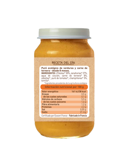 Packung Gläschen Bio-Fleischmenü (ab 8 Monaten) babybio 2 Stück à 200 g