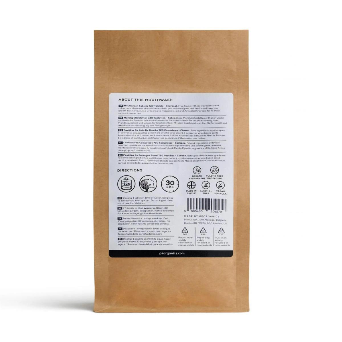 Navulling mondwatertabletten met houtskool, Georganics 720 stuks