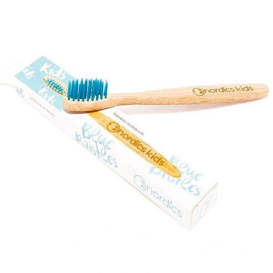 Brosse à dents en bambou pour enfants Nordics Oral Care, bleue
