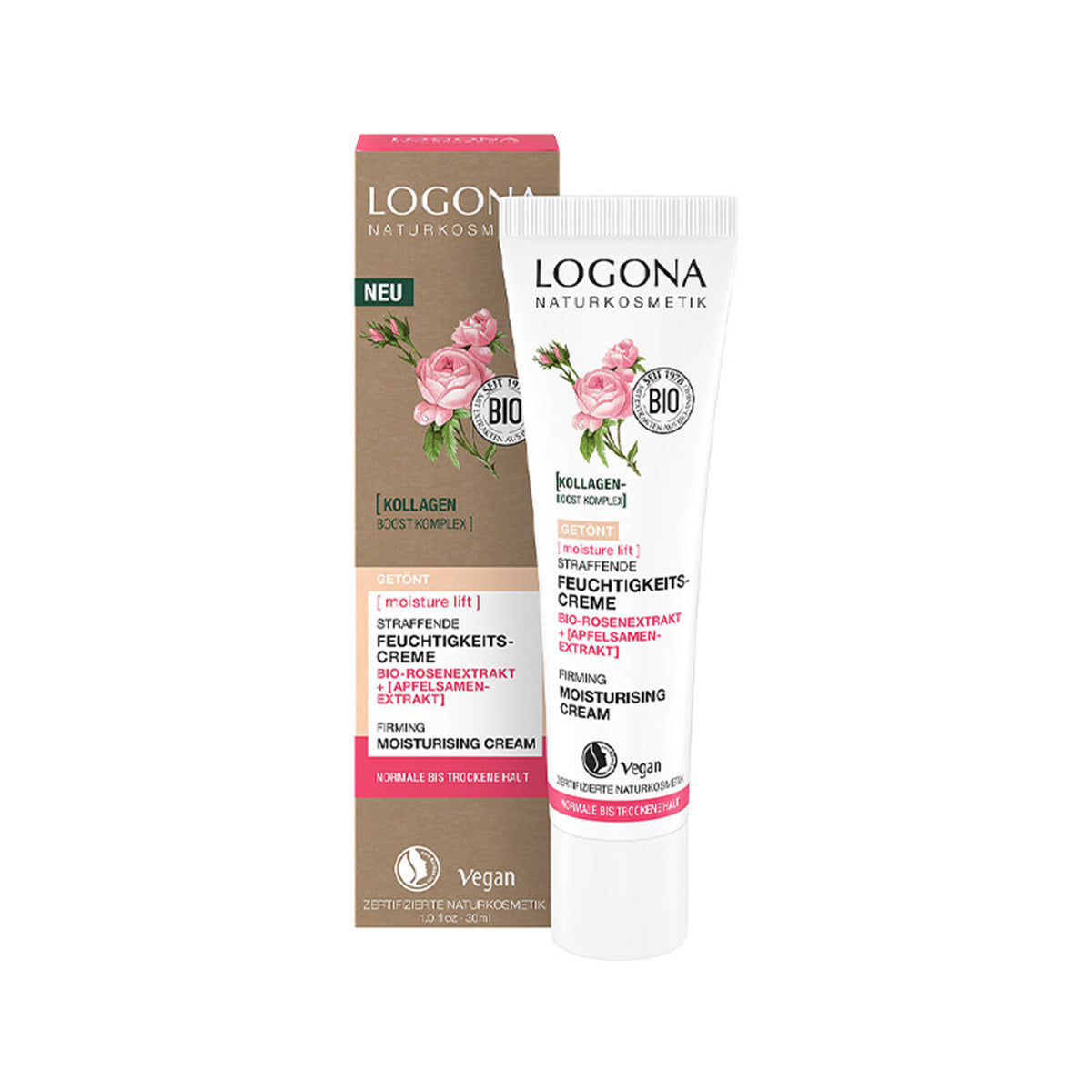 Crema colorante rassodante alle rose biologiche e semi di mela, LOGONA, 30 ml