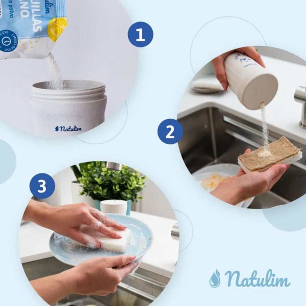 Natulim Lemon Hand Dishwashing Powder Pack (bottle + refill)