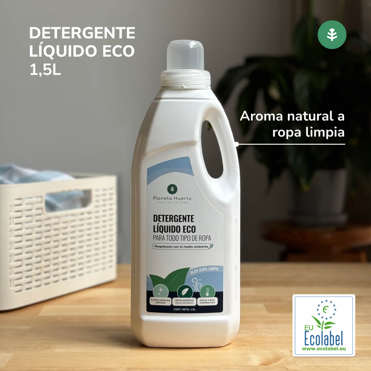 Vloeibaar Wasmiddel ECO Natuurlijke schone was geur Planeta Huerto 1,5 Liter