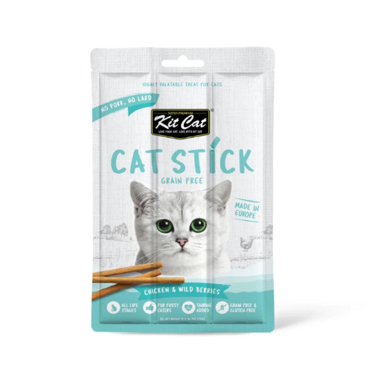 Cat Stick-set - Kip & Wilde bessen 15 g Halfvochtige snack voor katten
