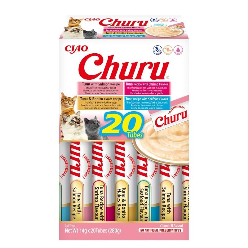 Churu Variétés de fruits de mer Snack crémeux pour chats 20 x 14 g