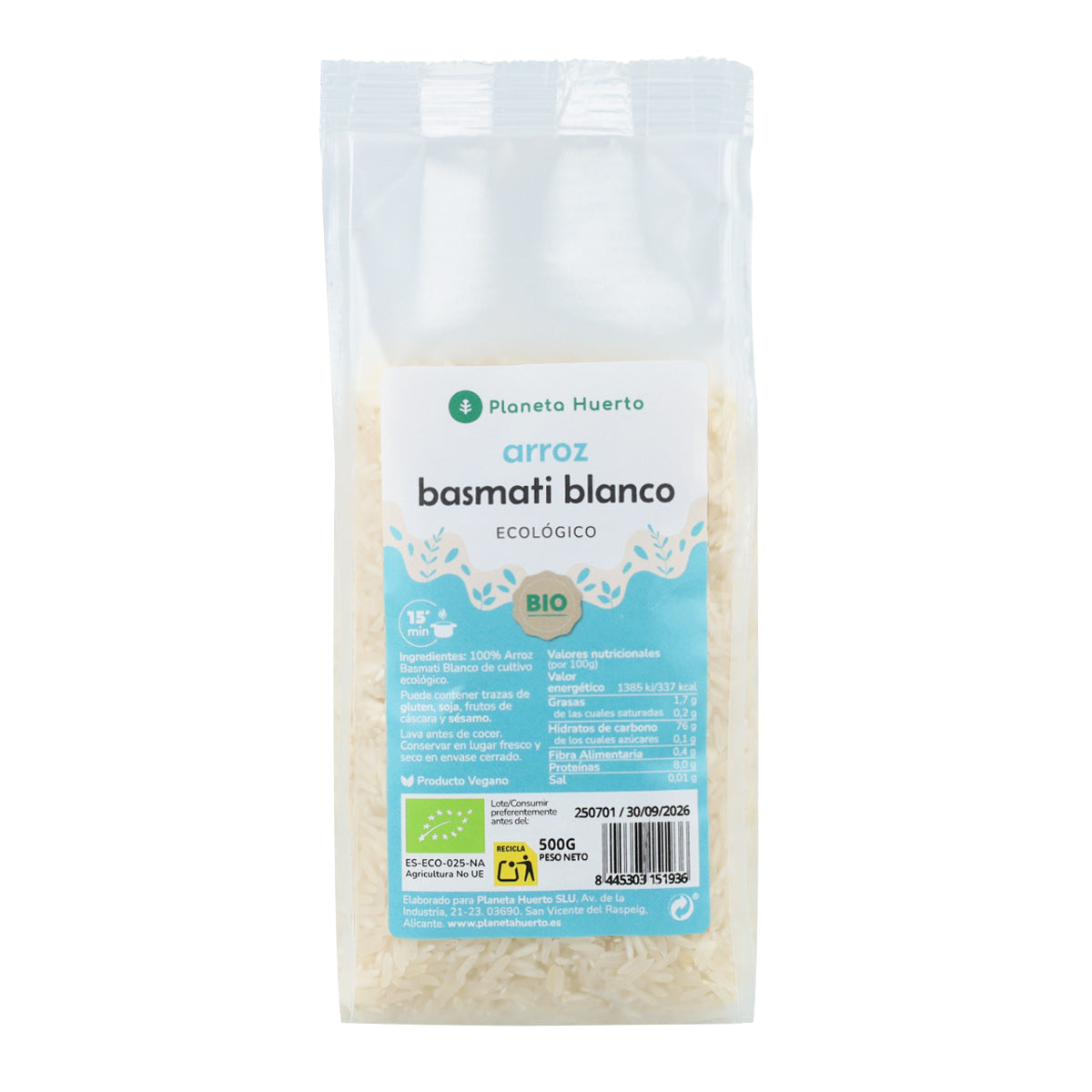 Ryż Basmati Biały ECO Planeta Huerto 500 g
