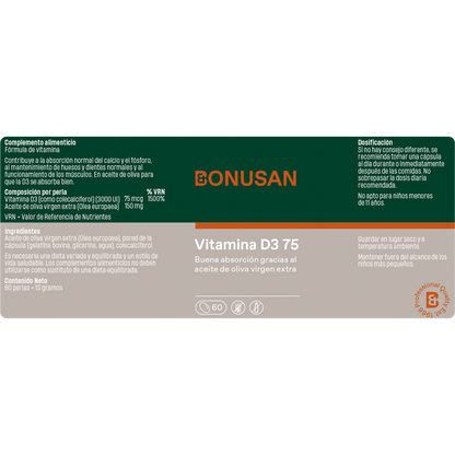 Vitamine D3 75 Bonusan 60 perles
