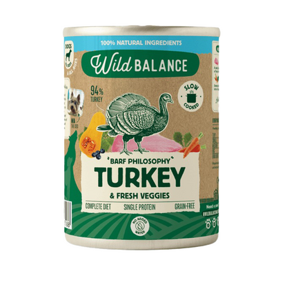 Komplett BARF-meny med kalkon för hundar, Wild Balance, 400 g
