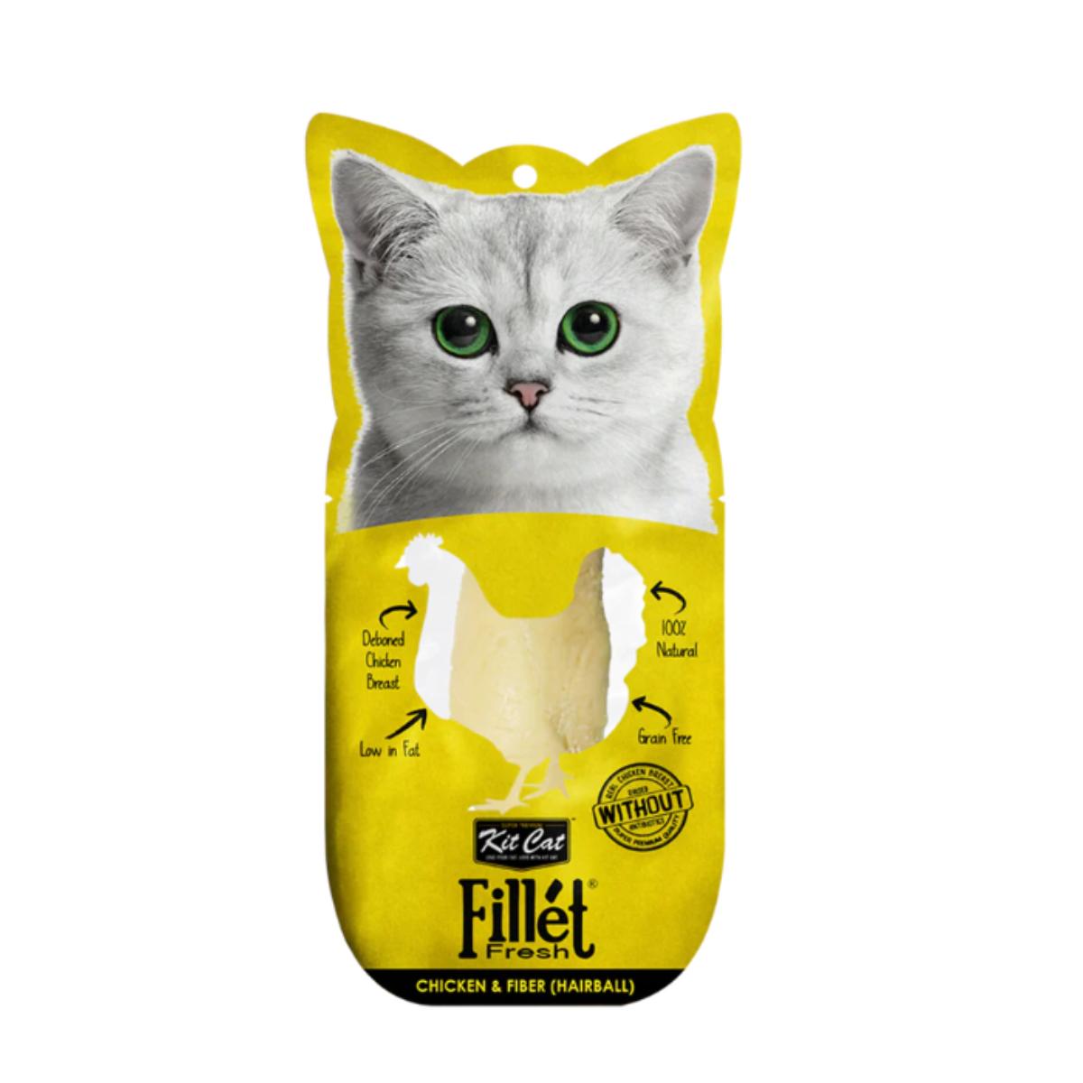 Kit Cat FilletFresh - Kip en vezels (Hairball) 30 g Natuurlijke snack voor katten