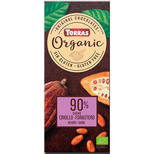Biologische veganistische pure chocolade 90% cacao Criollo Torras 100 g
