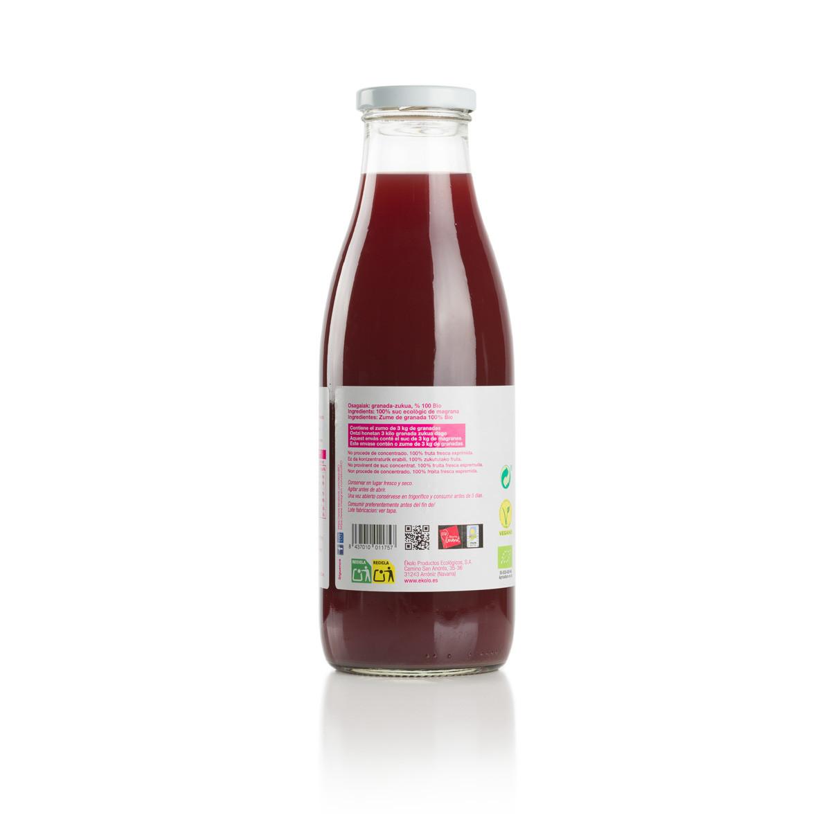 Jus de grenade 100 % biologique ékolo, 750 ml