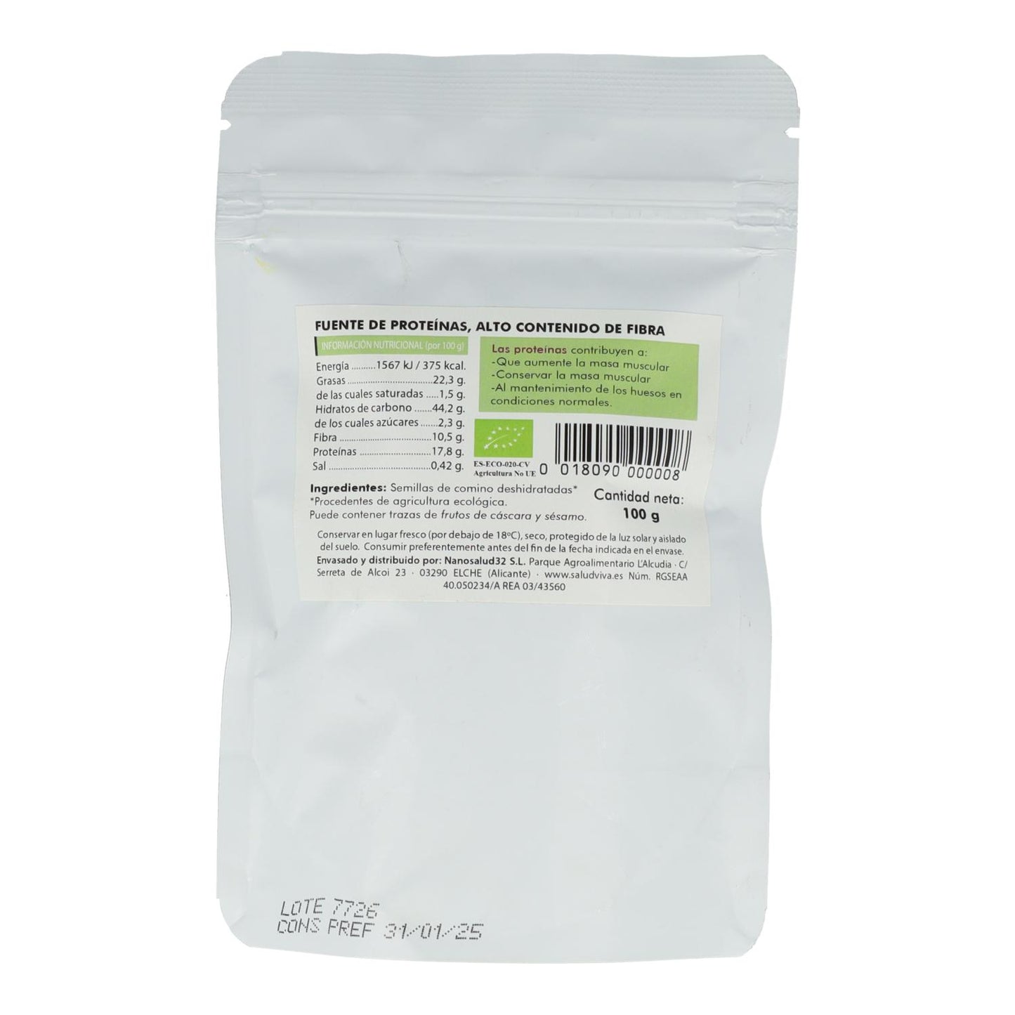 Organic ground black cumin seeds 100 g, Salud Viva