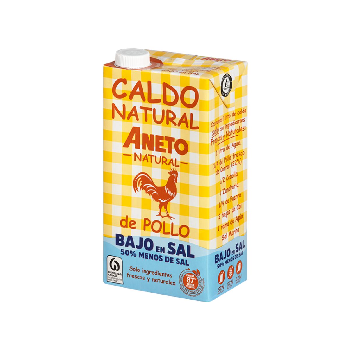 Caldo Natural Pollo Bajo en Sal Aneto 1L