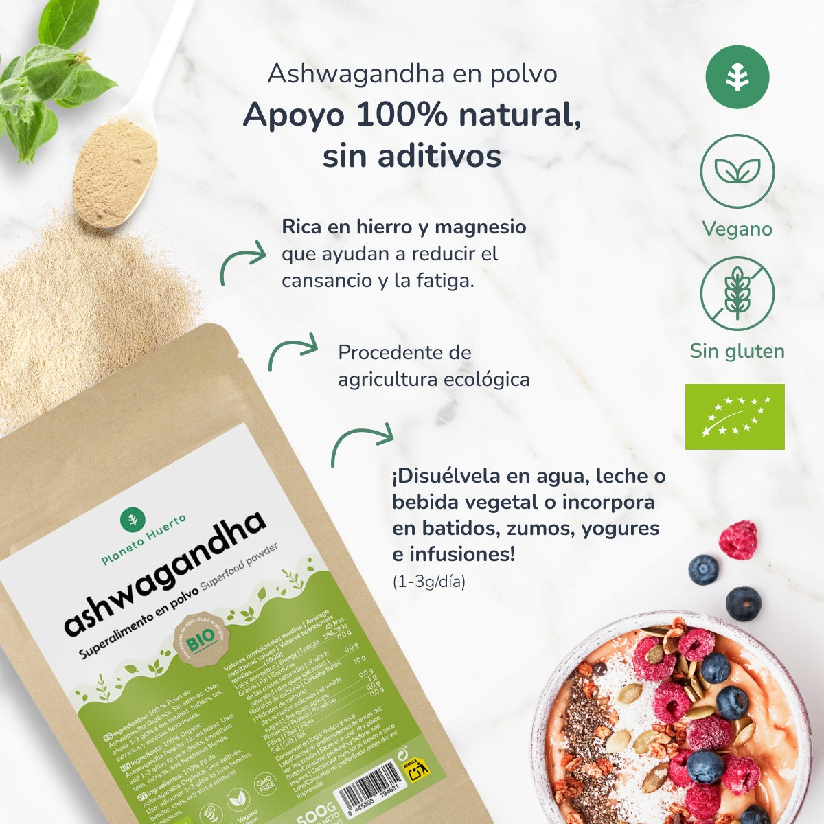 Planeta Huerto organic ashwagandha powder 500 g