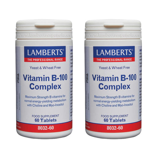 Pakket 2x Vitamine B-100-complex, Lamberts, 60 tabletten
