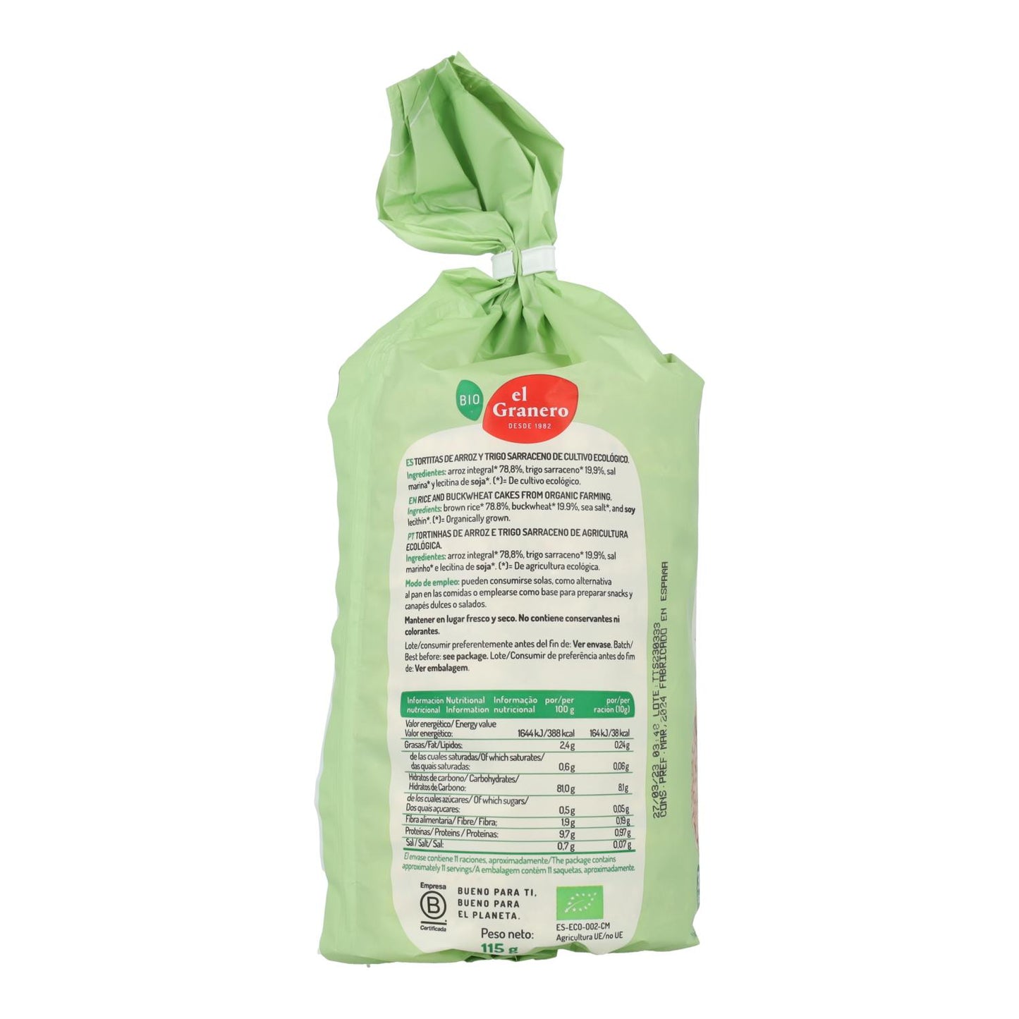 Galettes de riz au sarrasin El Granero, 100 g