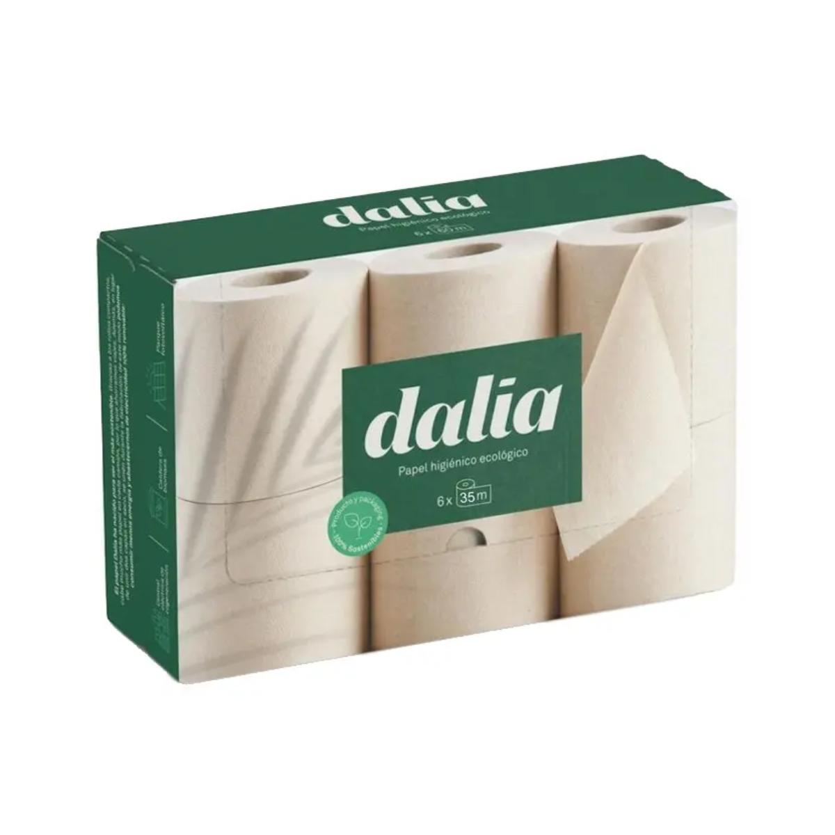 Papel higiénico sin blanquear, 6 rollos 6x35 m. Dalia