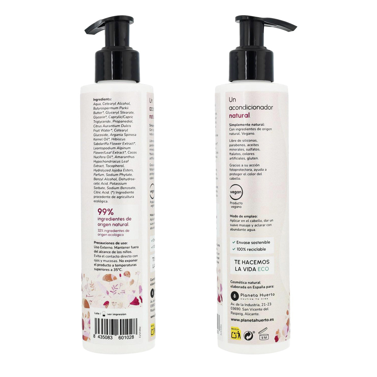 Packung Hibiskusblüte: Glanzverstärkendes Shampoo 500 ml + Duschgel 500 ml + Glanzwiederherstellender Conditioner 200 ml Planeta Huerto
