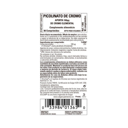 Chrompicolinat ohne Hefe 90 Kapseln Solgar
