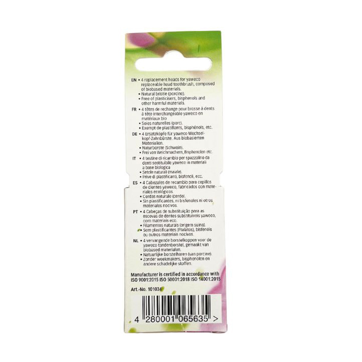 Ricarica spazzolino da denti Nature Medium Yaweco Confezione da 4 pezzi