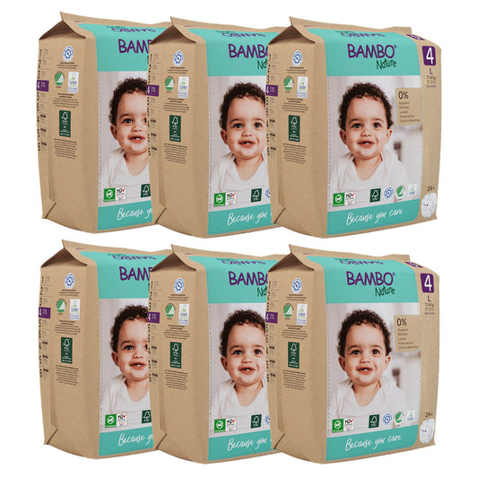Confezione da 6 pannolini Bambo Nature T4 (7-14 kg) 24 pezzi