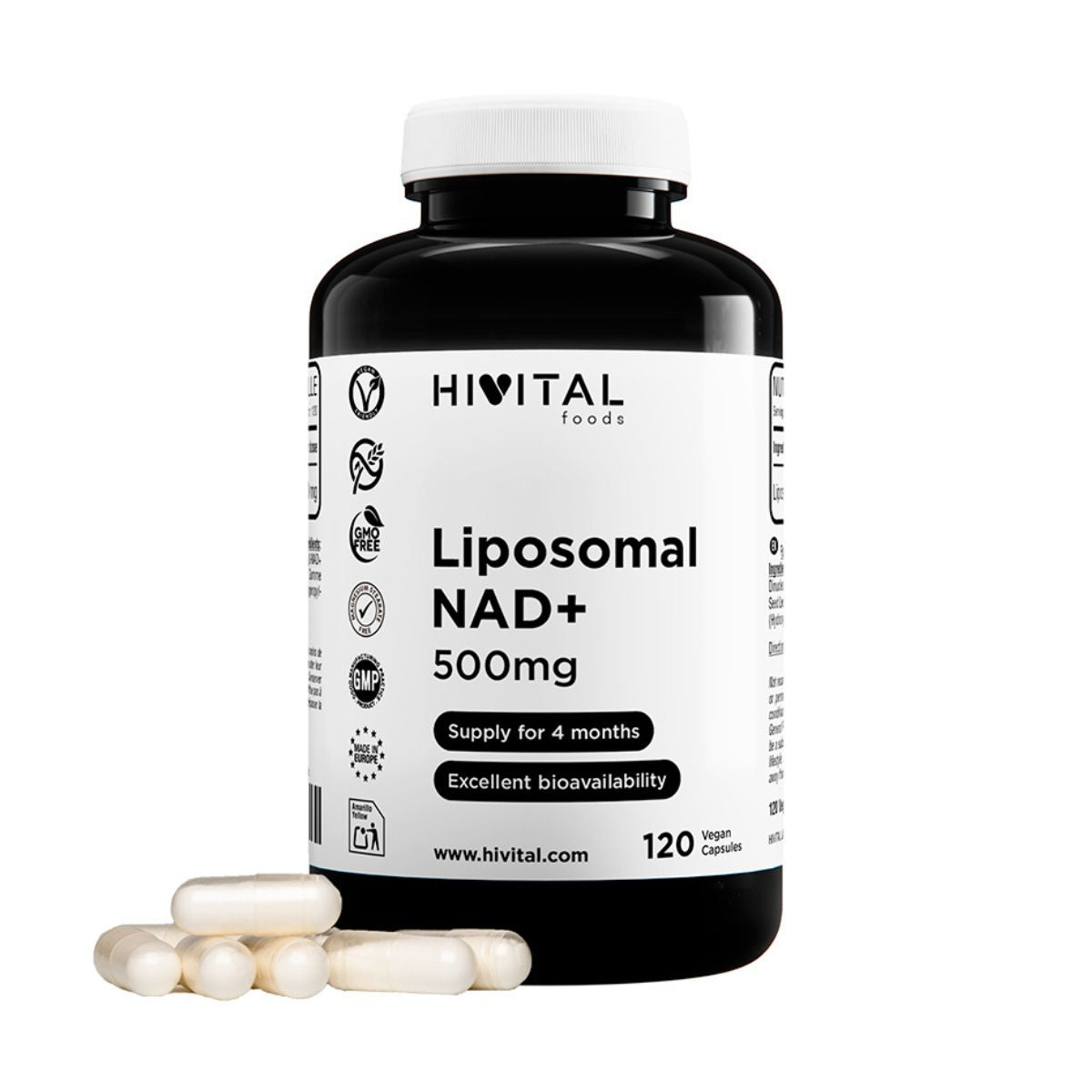 NAD+ Liposomal 500 mg Hivital 120 veganistische capsules