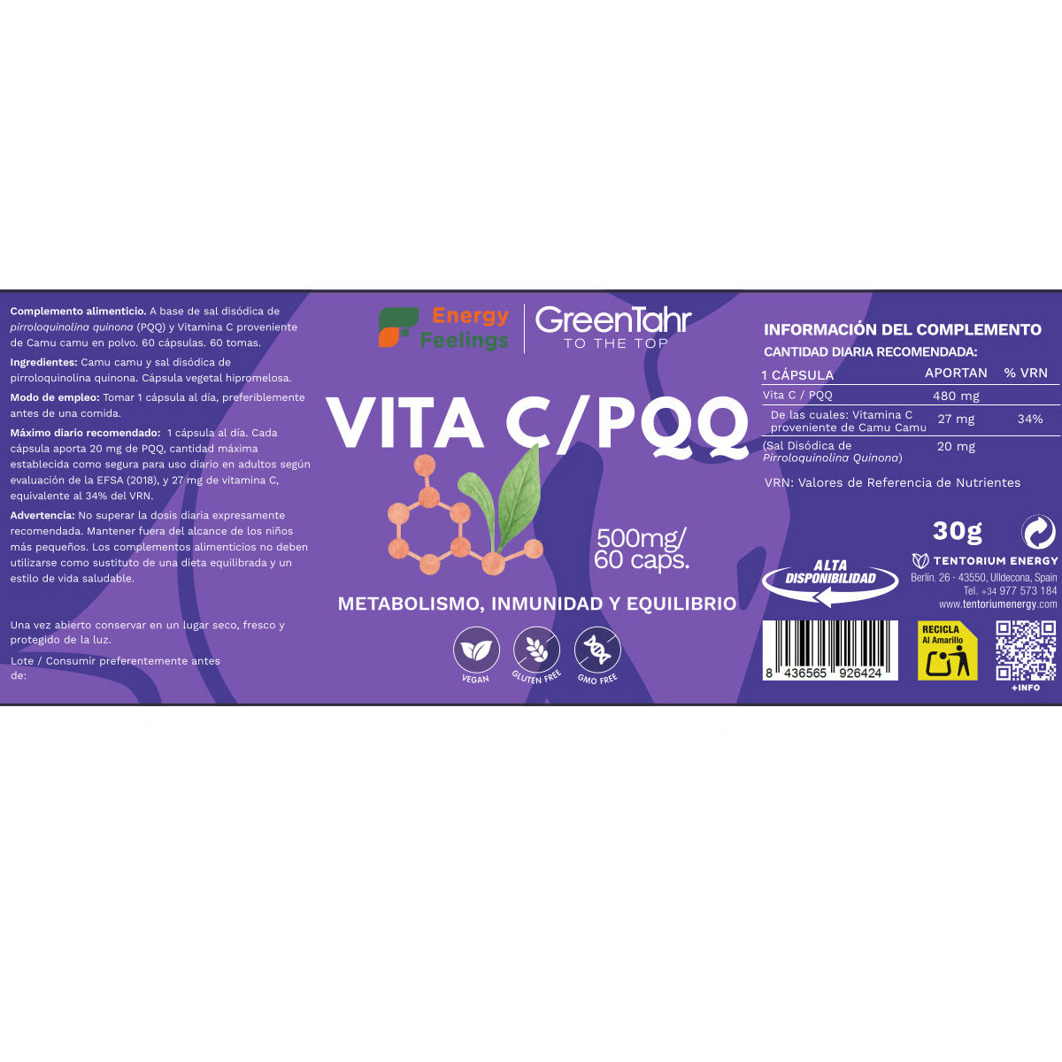 PQQ + VITA C Energy Feelings 60 capsules