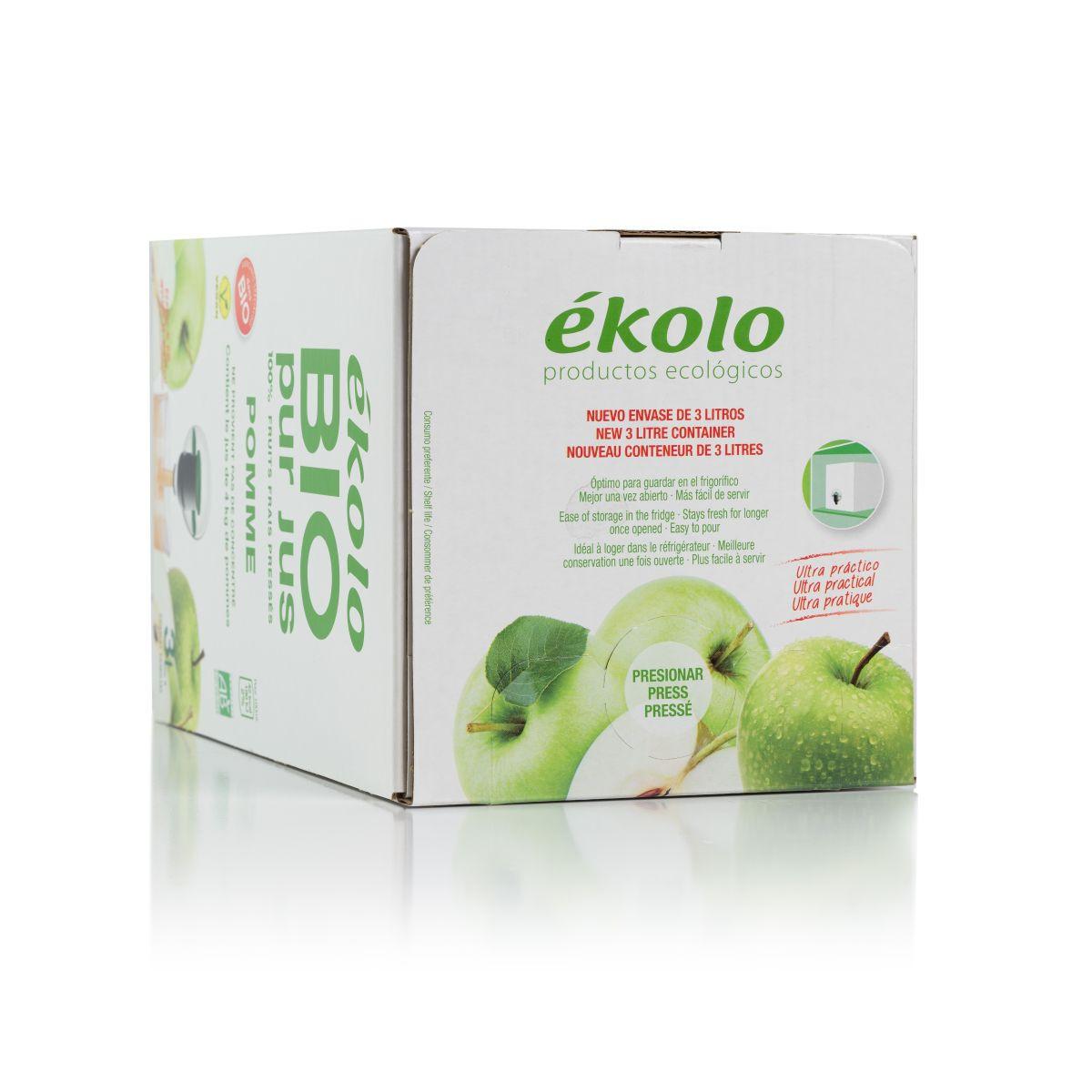 Bag in box 100% pressed apple juice Bio Ékolo organic 3L