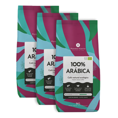 Pak 3x Eco 100% Arabica koffiebonen Planeta Huerto 1 kg