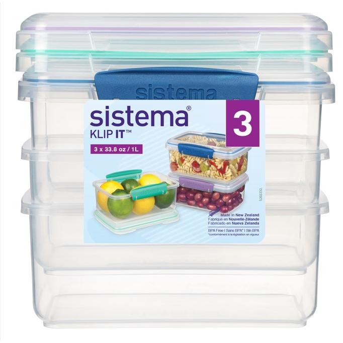 Pakket luchtdichte bakjes Sistema Klip It 3x1 l
