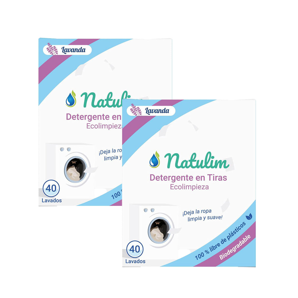 Pack 2x Eco Tiras de Lavar lavanda, Natulim, 40 lavados