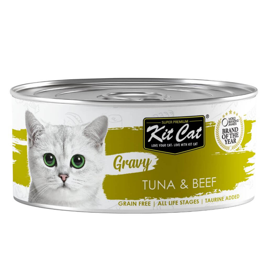 Kit Cat Blik Gravy - Tonijn & Rundvlees 70 g Natvoer voor katten in saus